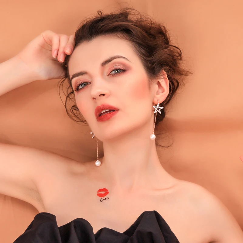 Женские серьги с жемчужинами длинной кисточкой в форме звезды подарок 2019 |