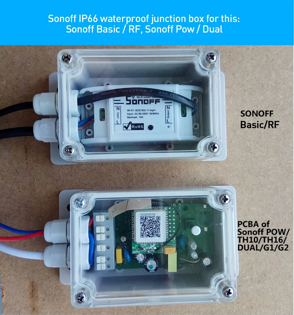 ITEAD Sonoff IP66 водонепроницаемый чехол для Basic/RF/Dual/Pow беспроводное интеллектуальное реле для домашней автоматизации модуль распределительный водостойкий