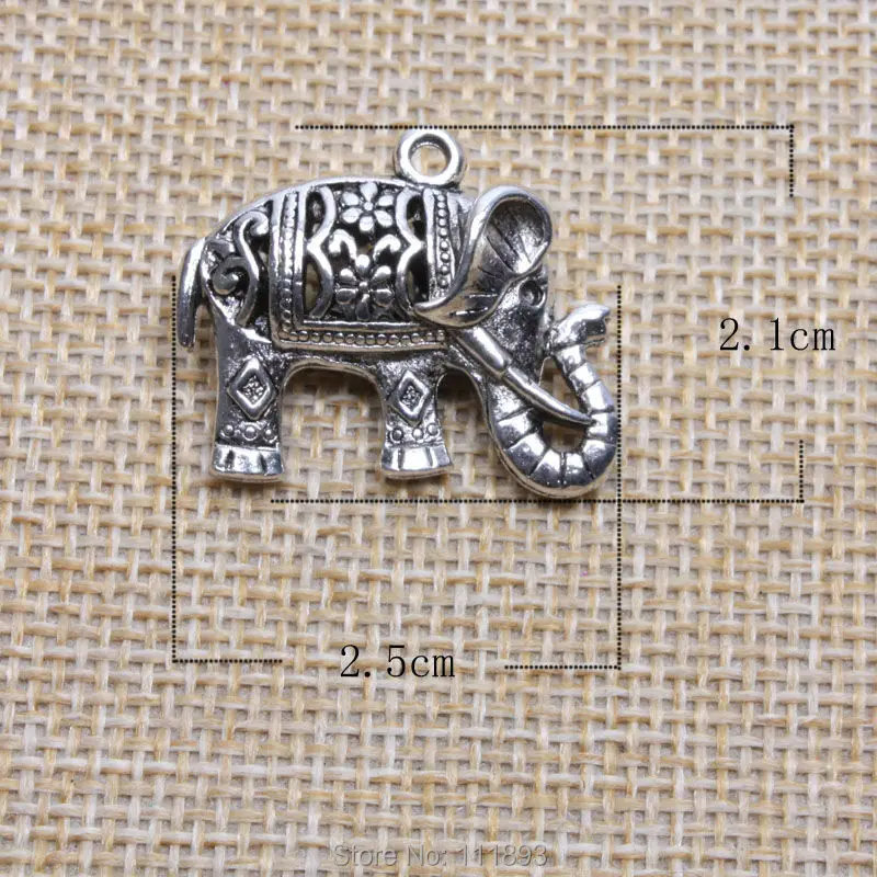 5 шт./лот полая подвеска в виде слона из древнего серебра металла для модных