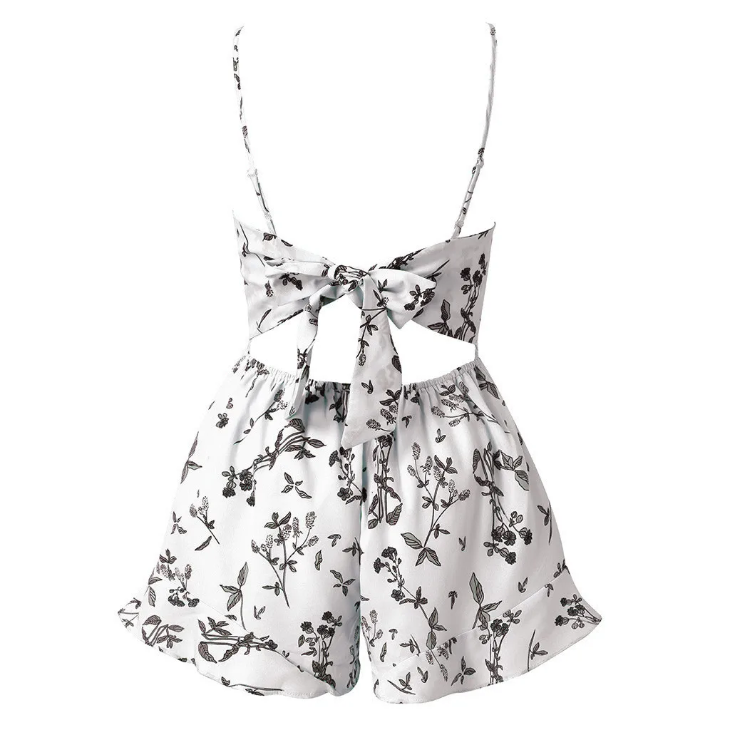 Женский летний Повседневный сексуальный комбинезон без рукавов с V образным