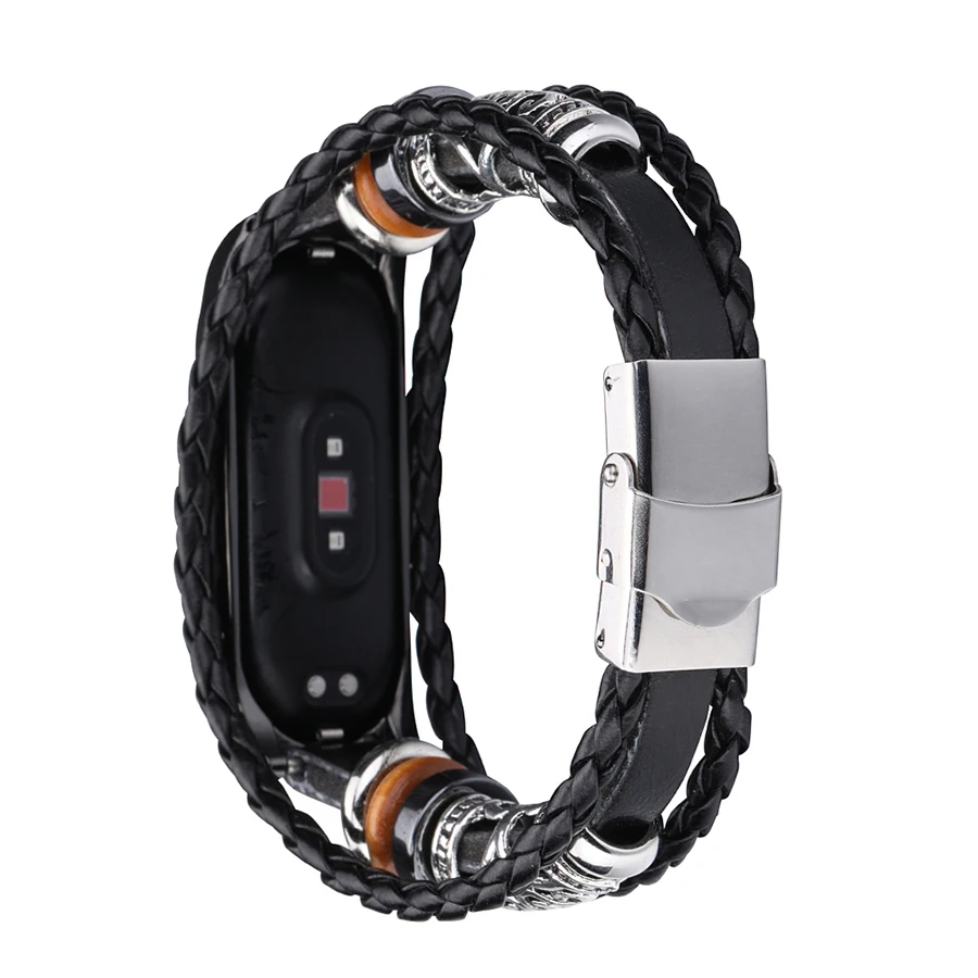 Ремешок на запястье для mi Band 4, плетеный браслет из искусственной кожи в стиле ретро для Xiaomi mi Band 4, аксессуары для часов, ремешок для mi Band 4