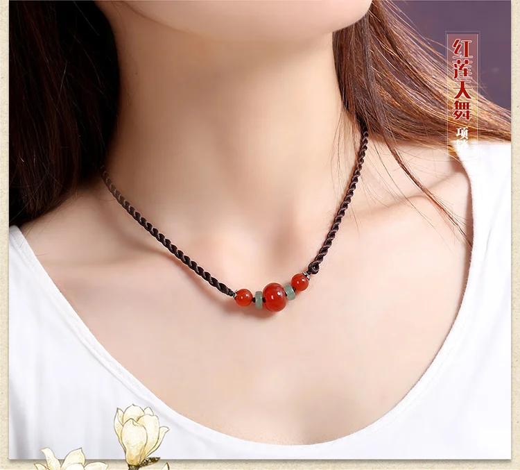 Этническая Цепочки и ожерелья Винтаж круглый Бусины Jewelry Китайский ветер ключицы