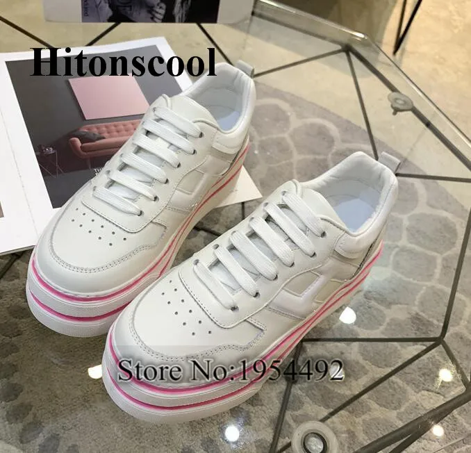 Женские кроссовки на толстой подошве Белые Повседневные платформе с