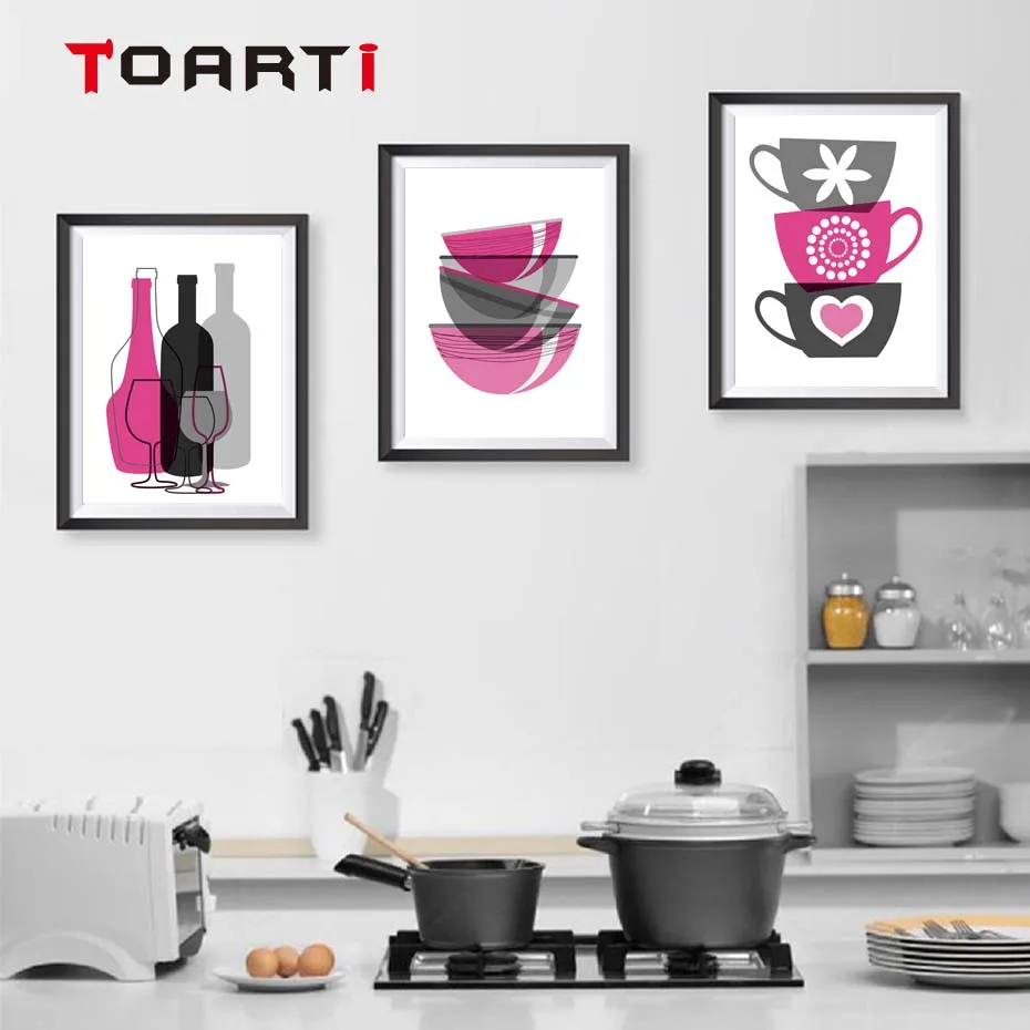 Чаши бокал для вина кружка принты и плакаты различные инструменты кухня холст