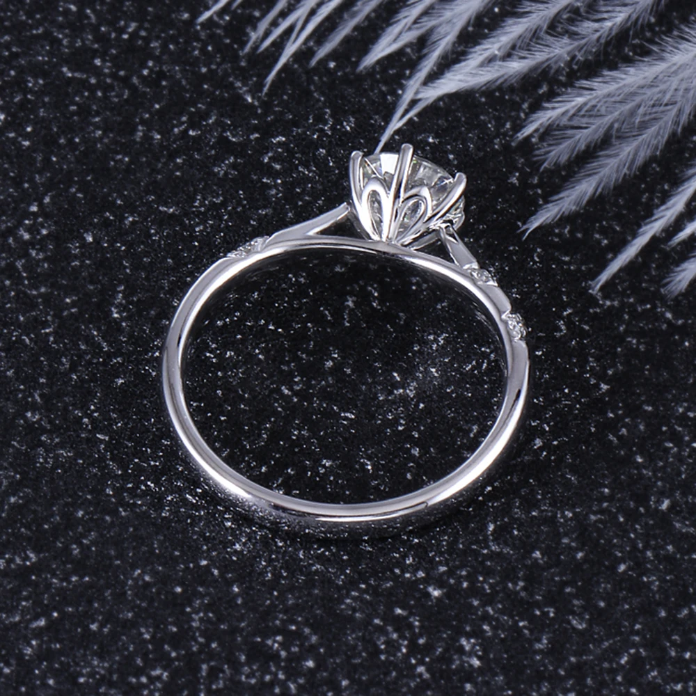 DovEggs Sterling Solid 925 Silver 1ct 6.5mm H Color Heart and Arrows Cut Moissanite wedding Ring with Accents for Women | Украшения и
