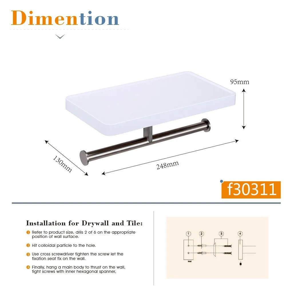 CRW держатель для туалетной бумаги с полкой настенная полка ванной двойной рулона