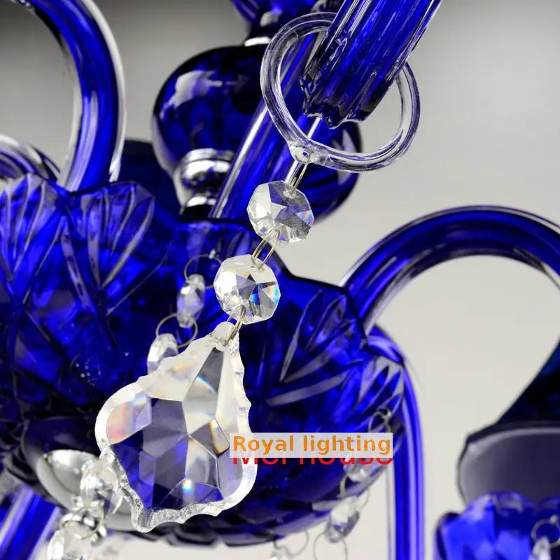 Традиционная морская синяя Люстра для кафе Италия 6 18 шт. серебряных свечей лобби