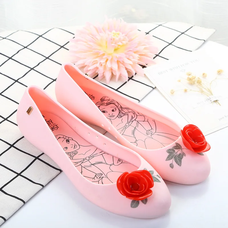 Мини Мелисса роза цветок 2019 летние женские силиконовые туфли для девочек