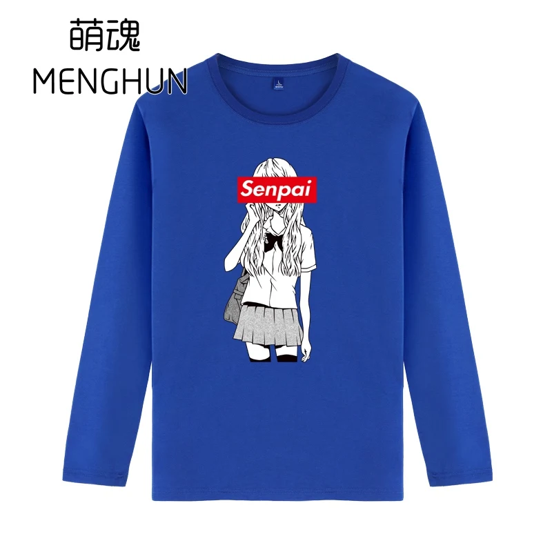 Милые японские Мультяшные JK manga girl Senpai аниме charater хлопковые футболки с длинными