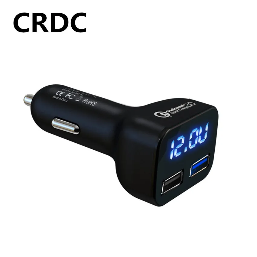CRDC Quick Charge 3 0 Dual USB Автомобильное зарядное устройство со светодиодным дисплеем