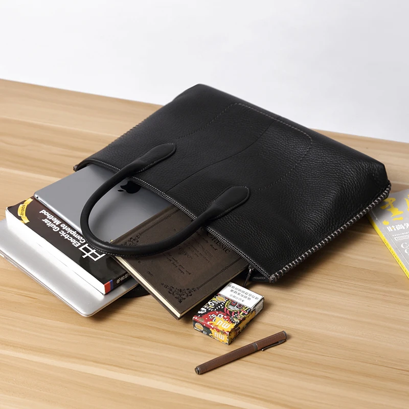 WOONAM Men Briefcase High-end Business Bag Top Grain Genuine Calf Leather Table Computer Case Handle | Багаж и сумки