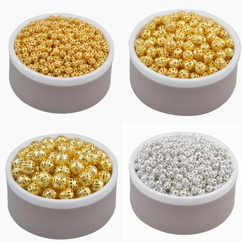 Распродажа 1 партия золотистые/Серебристые свободные Полые бусины из сплава
