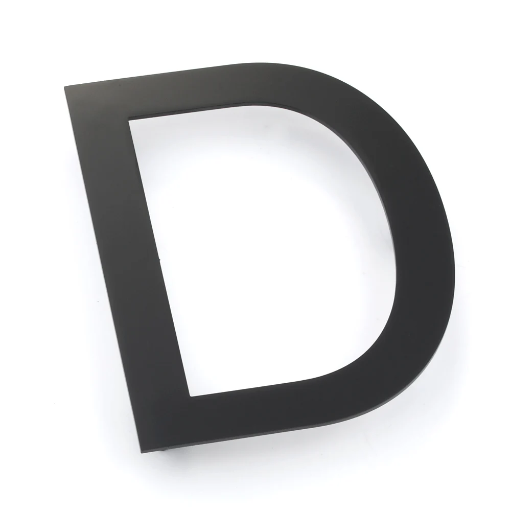 Letter D 5 дюймов плавучий дом номера дверная табличка, Нержавеющая сталь 18-8 матового черного цвета - Цвет: Letter D