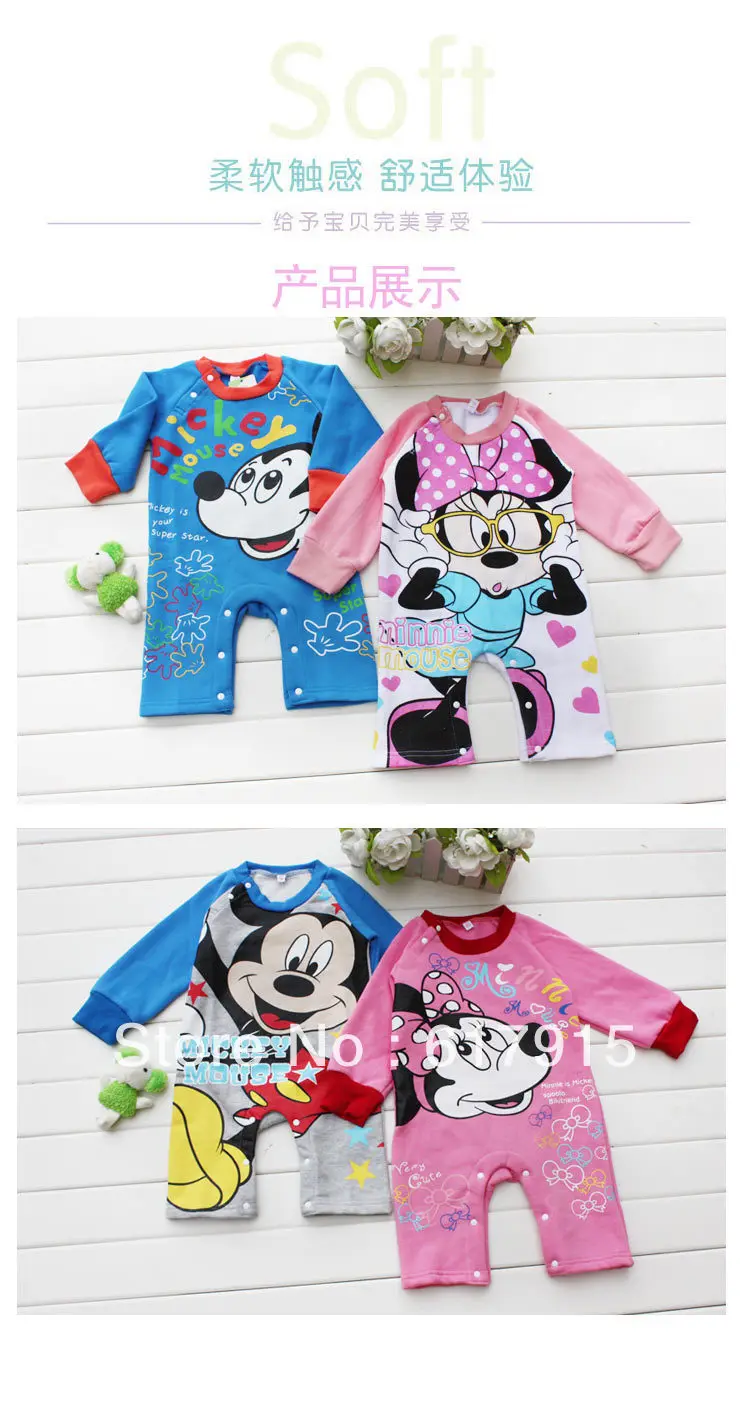 Горячая распродажа одежды для малышей: комбинезон на одно плечо с длинным рукавом и карикатурным принтом в 5 цветах, набор из 3 штук.