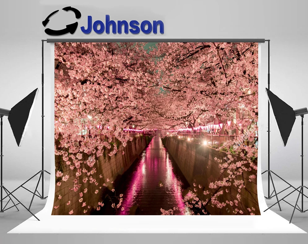 

Night Cherry Blossoms Tokyo backdrop polyester or Vinyl cloth High quality Computer print wall photo studio background