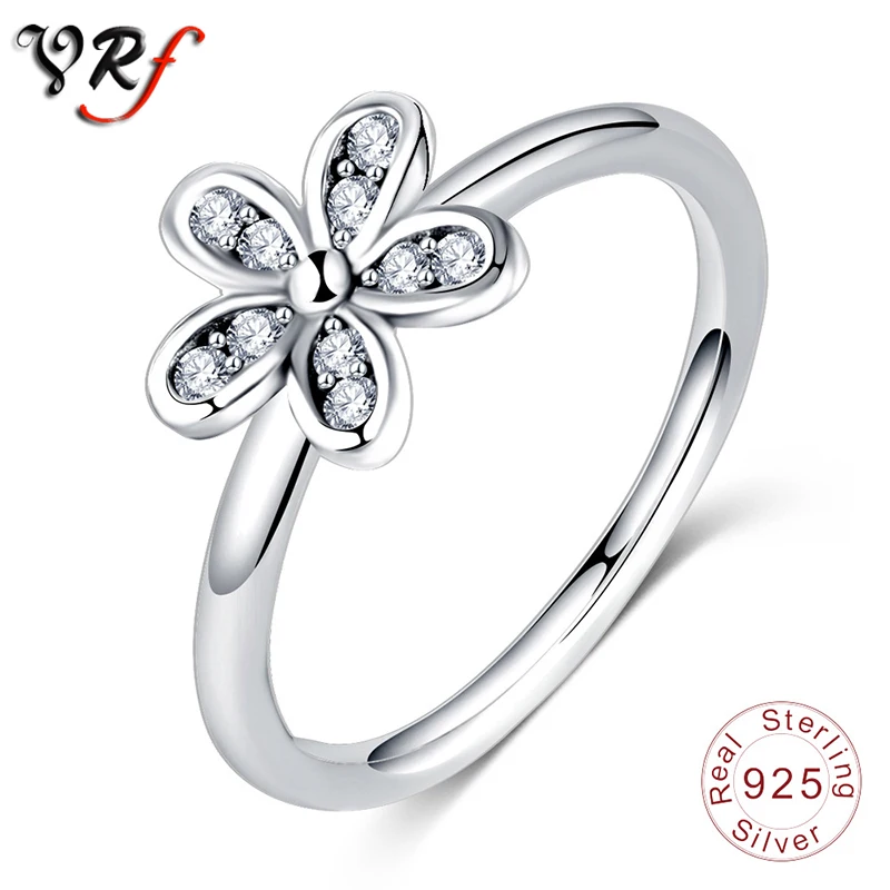 VRf новое серебряное кольцо чистый Фианит женские кольца на палец цветы