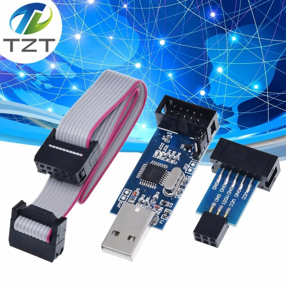 1 комплект 10Pin до 6 Pin адаптер доска + USBASP USBISP AVR программист USB ATMEGA8 ATMEGA128 ATtiny/CAN/PWM