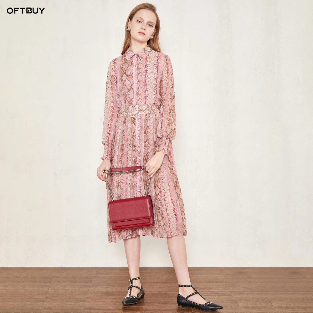 OFTBUY 2019 летнее платье женское пляжное Элегантное цветочное с длинным рукавом