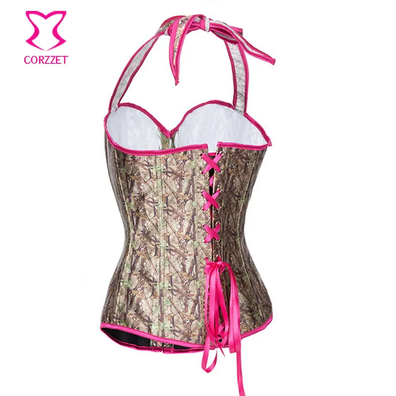 Burlesque корсет Halter Топы готическая одежда Женский для талии и бюстье сексуальные