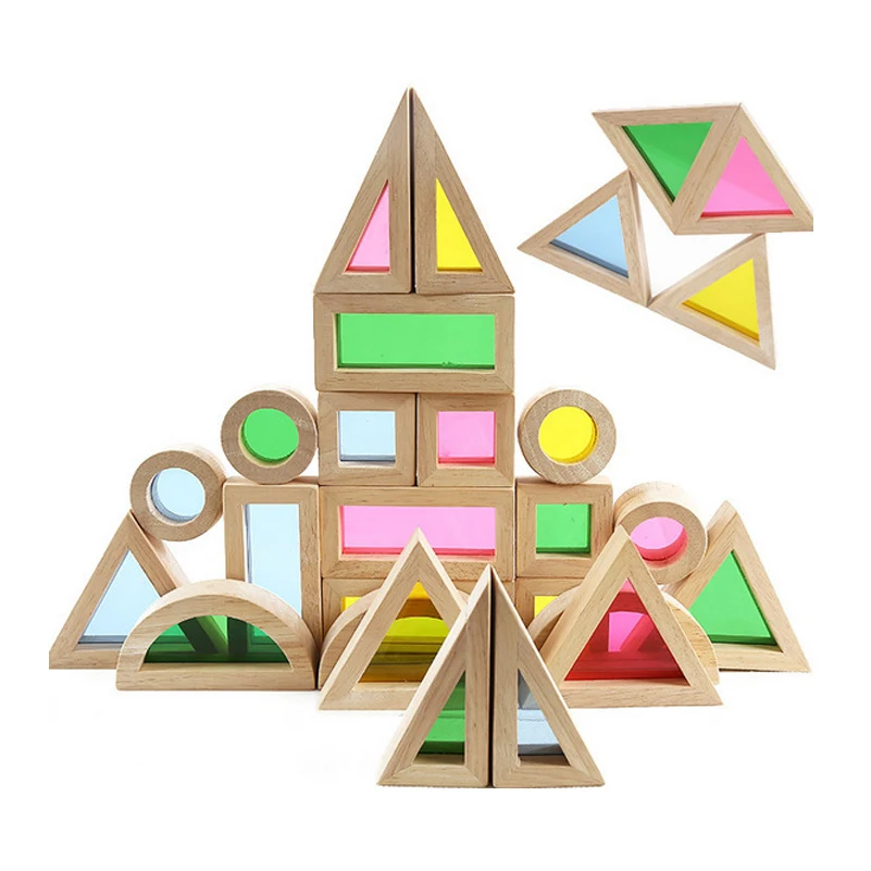 Super Creative Acrylic Rainbow Educational Toy Tower Pile of Building Blocks for Children Diy Wooden Assemblage Block | Игрушки и хобби