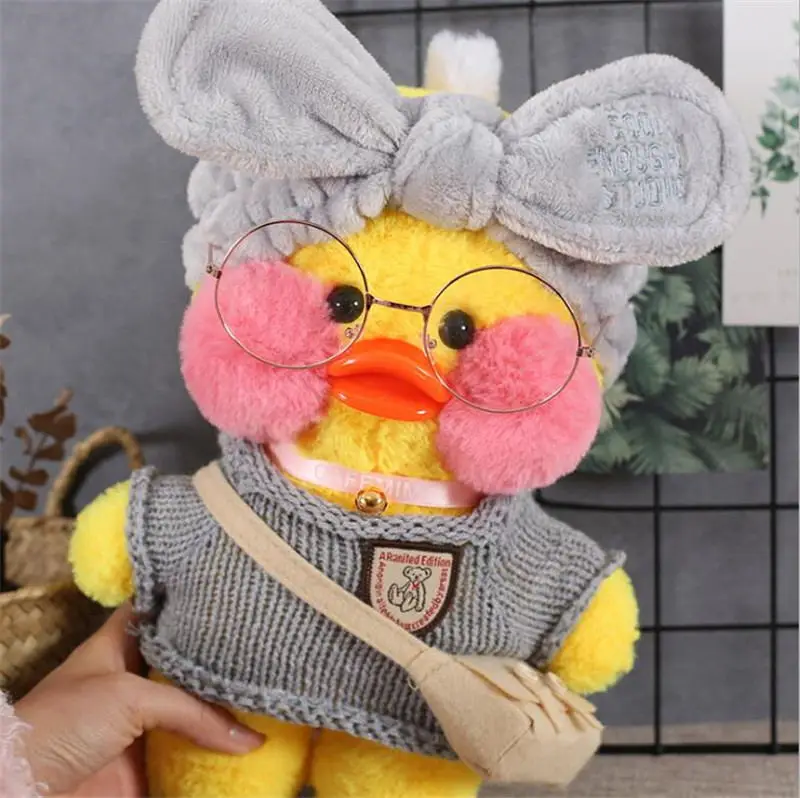 Серый 30 см Kawaii LaLafanfan кафе утка плюшевая игрушка мультяшная Милая Утка Мягкая кукла животные куклы детские игрушки подарок на день рождения для детей - Цвет: Серый