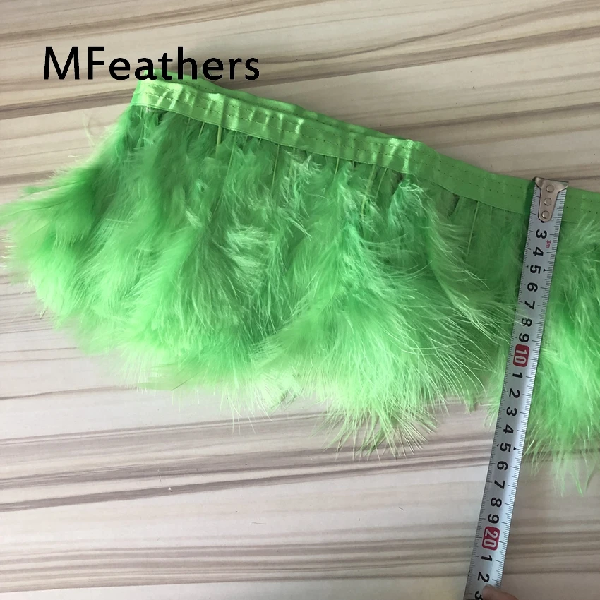 

MFeathers 5-10 meters apple green Dyed fluffy marabou feather lace fringe trims 15-20cm 6-8inch width carnival cloth accessorys