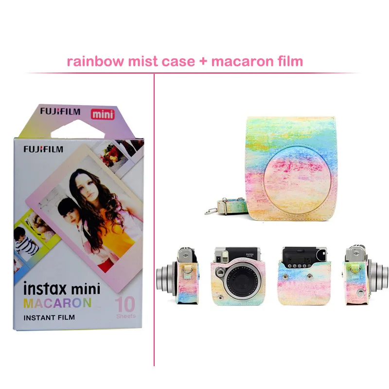 Оригинальная цветная пленка Fujifilm Instax Mini с защитным чехлом из искусственной кожи