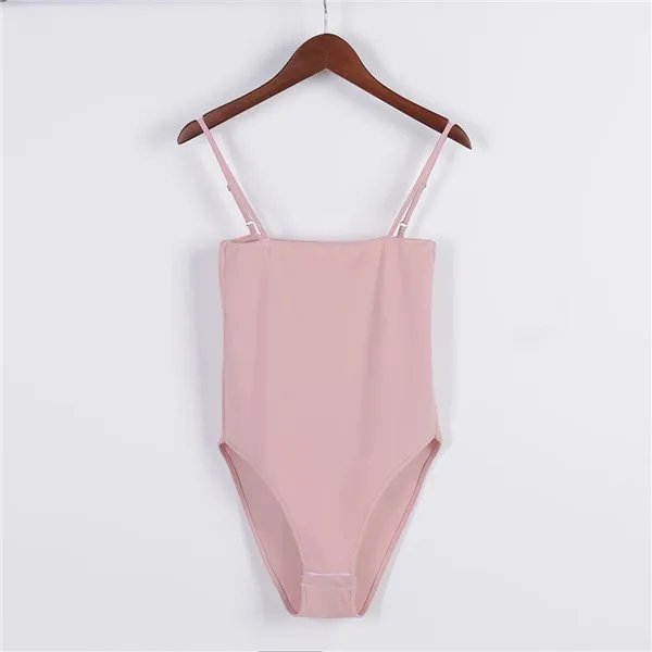 Розовый Aelegantmis Спагетти ремень Сексуальная спинки боди Для женщин Лето г. Bodycon бретели Боди черный, белый цвет Комбинезоны Топы женское - Цвет: Розовый