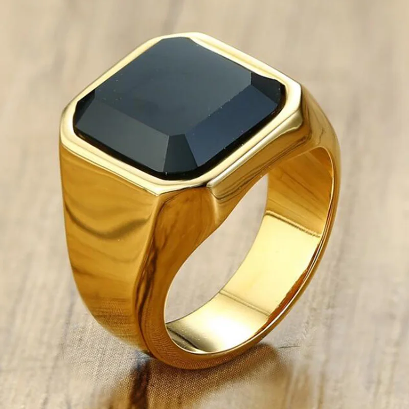 Кольцо из нержавеющей стали 14 мм модное квадратное кольцо черного оникса Простое