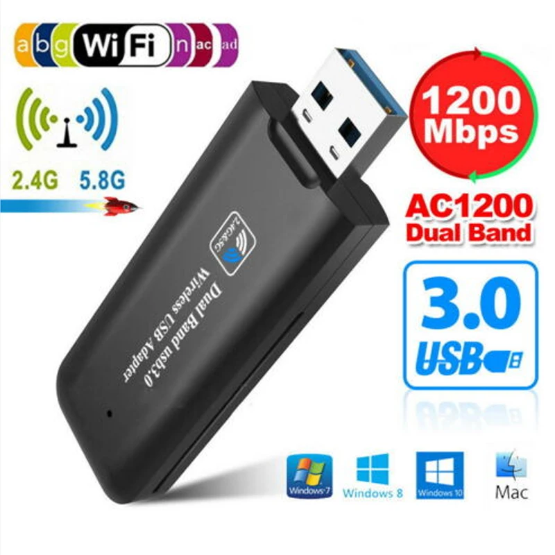 1200 Мбит/с мини USB беспроводной WiFi Lan Сетевой приемник карта адаптер для настольного ПК