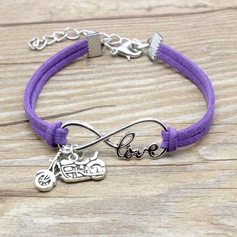 Ретро Мотоцикл Бесконечность Символ Любовь Браслет личность креативный бархат