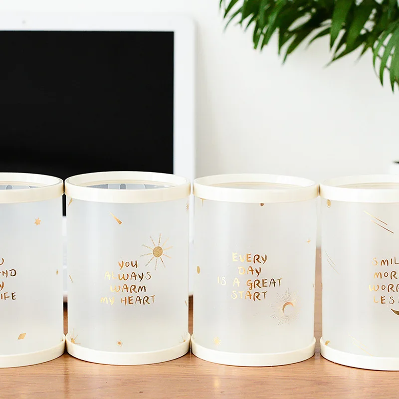1 шт. DIY круглая коробка для офисного стола с изображением кота из мультфильма, пластиковый держатель для ручек, контейнер для карандашей, большая емкость, коробка для хранения