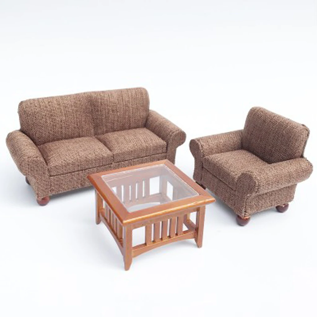 Миниатюрная мебель для кукольного домика в масштабе 1/12 набор черных диванов