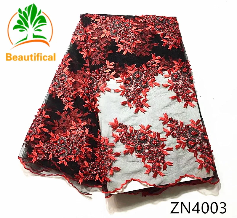 Beautiful African Net lace fabric 5yards embroidery flower beaded yellow+black african tulle for wedding ZN40 | Дом и сад