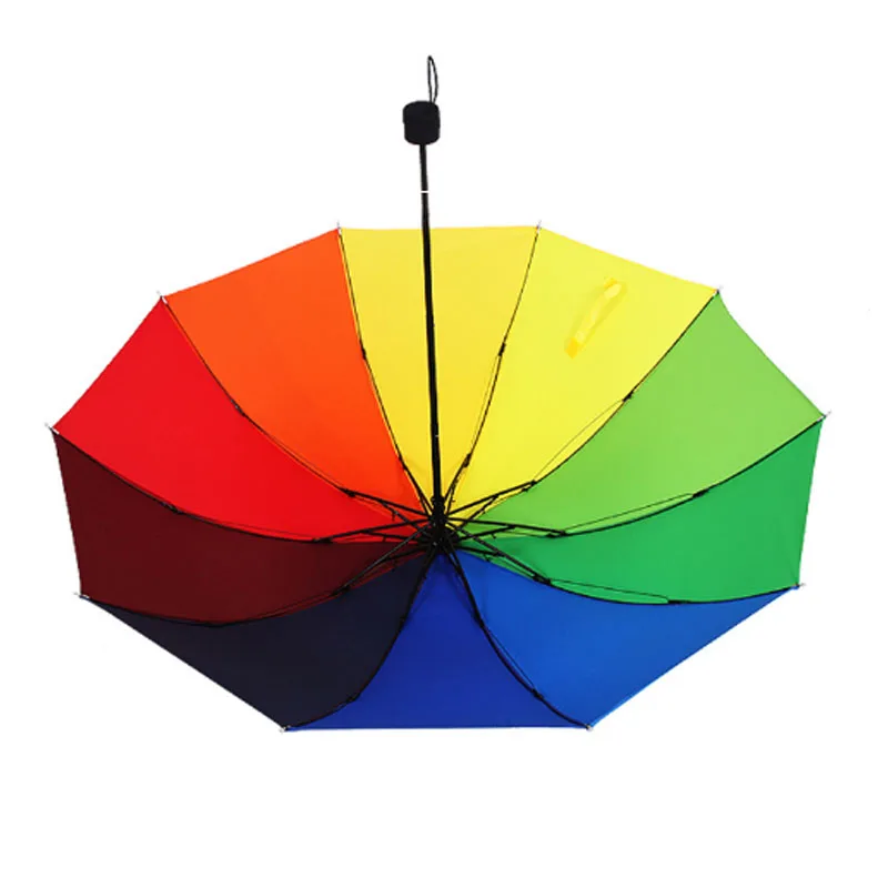 Новинка трехскладной Зонт Unbrella rain для женщин модный Радужный уличный с 8 ребрами