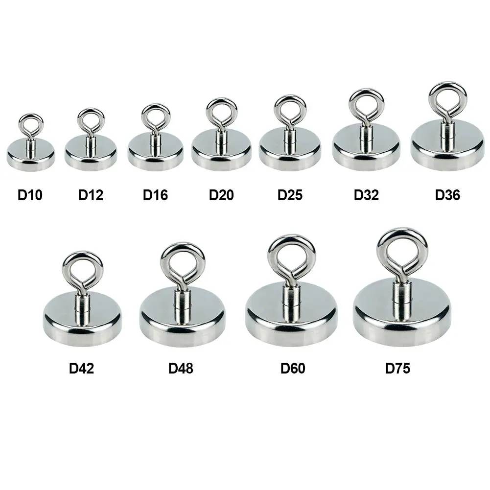 Powerful Force Portable Eyebolt Durable Rare Neodymium River Fishing Magnet Multipurpose Hook Small Lightweight Round | Дом и сад