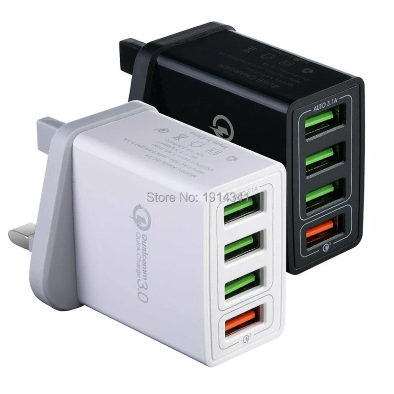 Сетевое зарядное устройство с 4 USB портами 1000 шт./лот QC 3 0|Зарядные устройства для