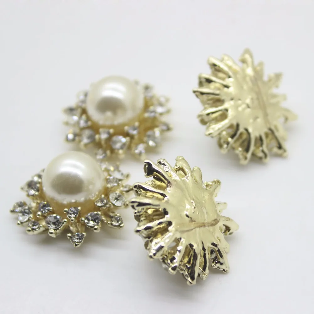 10 шт. круглые металлические пуговицы с жемчугом 28 мм|round metal buttons|rhinestone pearl buttonspearl