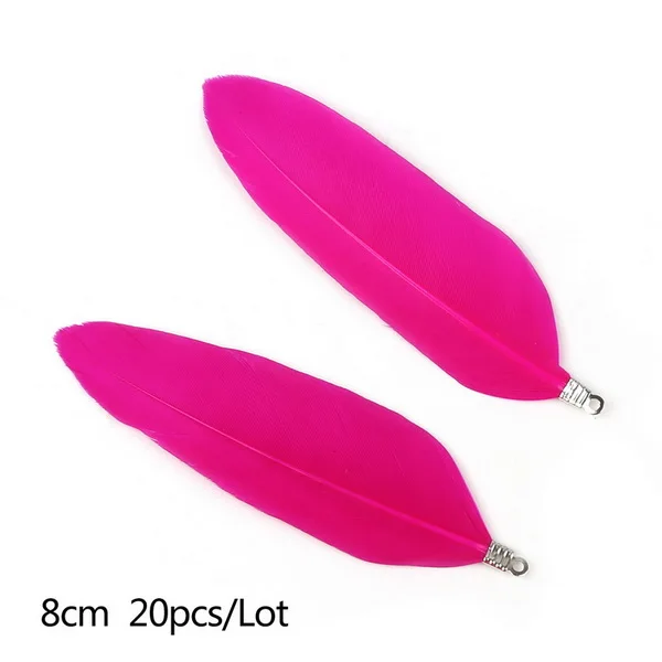 Fuchsia 20 шт., натуральные разноцветные гусиные перья, Красивое Ремесло, плавающие, для свадебной вечеринки, DIY, рождественские украшения для поделок, аксессуары 8 см - Цвет: Fuchsia