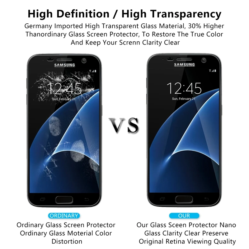 10 шт./лот полное покрытие закаленное стекло для Samsung Galaxy S7 Защита экрана G930F