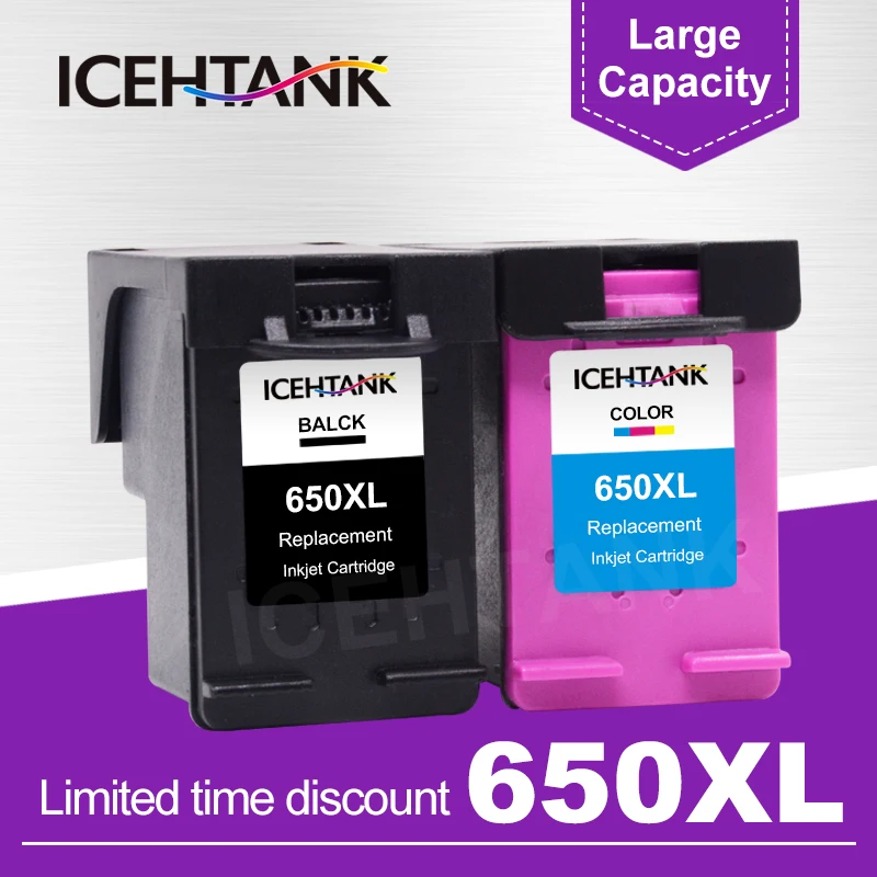 Сменный чернильный картридж ICEHTANK 650XL для HP 650 совместим с принтерами Deskjet 1015 1515 2515