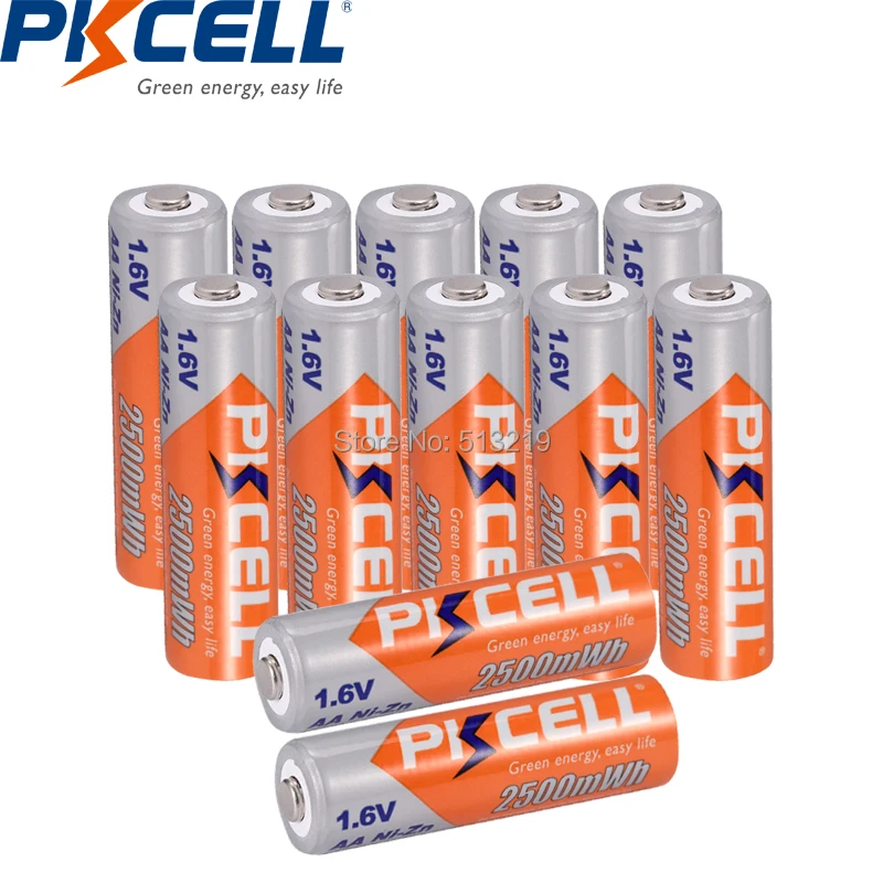 12 шт. 1,6 V AA 2500mWh батарея NIZN aa аккумуляторные батареи PKCELL AA батарея для фонарик дистанционный пульт cd-проигрыватели - изображение