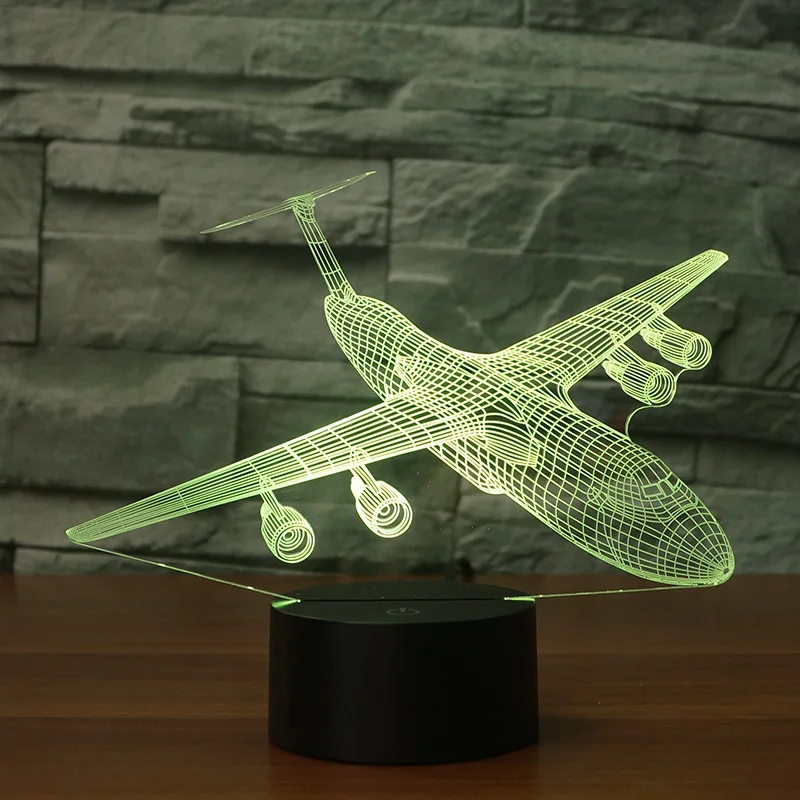 Дизайн самолета 7 меняющихся цветов 3d иллюзия ночник