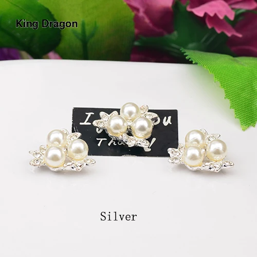 571-1 New Arrival Metal Rhinestone Pearl Embellishment Used On Headband Flat Back 10PCS/Lot Silver Or Gold Color KD571 - Цвет: 571-1