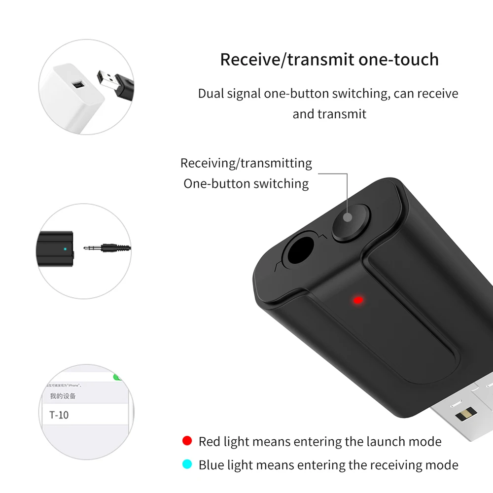 Бытовые BT 5,0 USB передатчики приемник 2 в 1 беспроводной аудио музыка стерео адаптер донгл приемники для ТВ динамик наушники