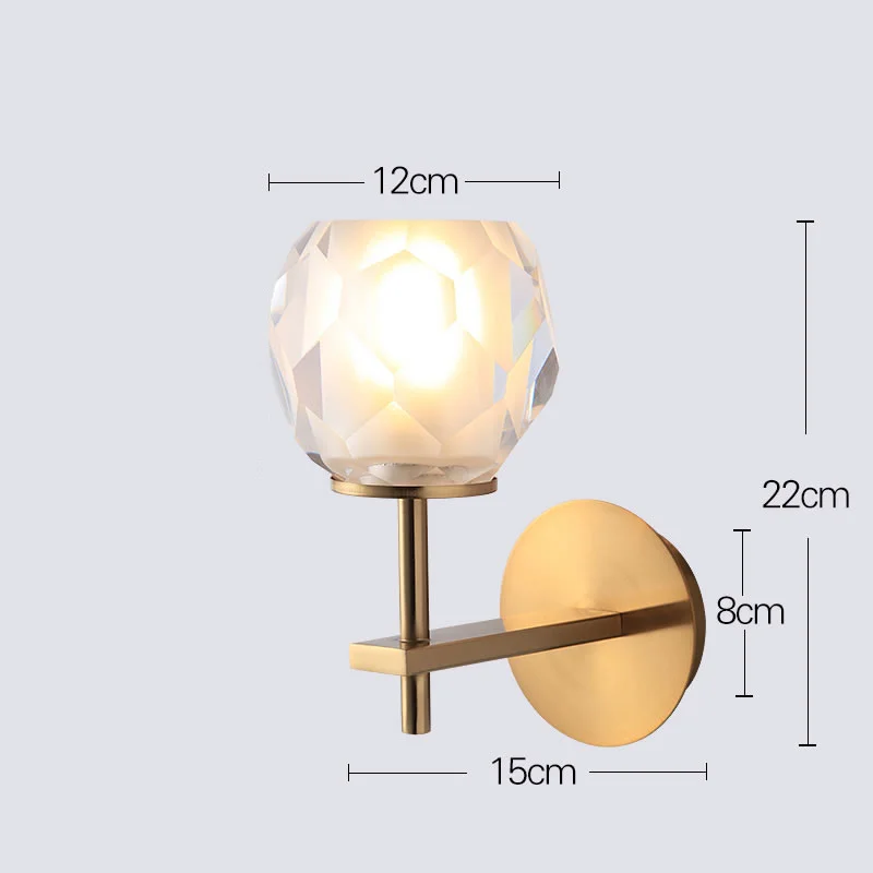 

Crystal glass bedside lamp living room Nordic modern minimalist bathroom bedroom aisle LED wall lamp