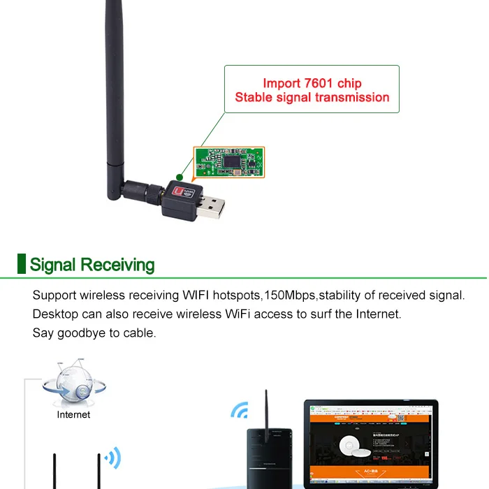 Беспроводной WiFi адаптер 5 дБ wifi антенна 150 Мбит/с Lan беспроводная сетевая карта портативный USB WiFi приемник Adaptador WiFi 802.11b/g/n