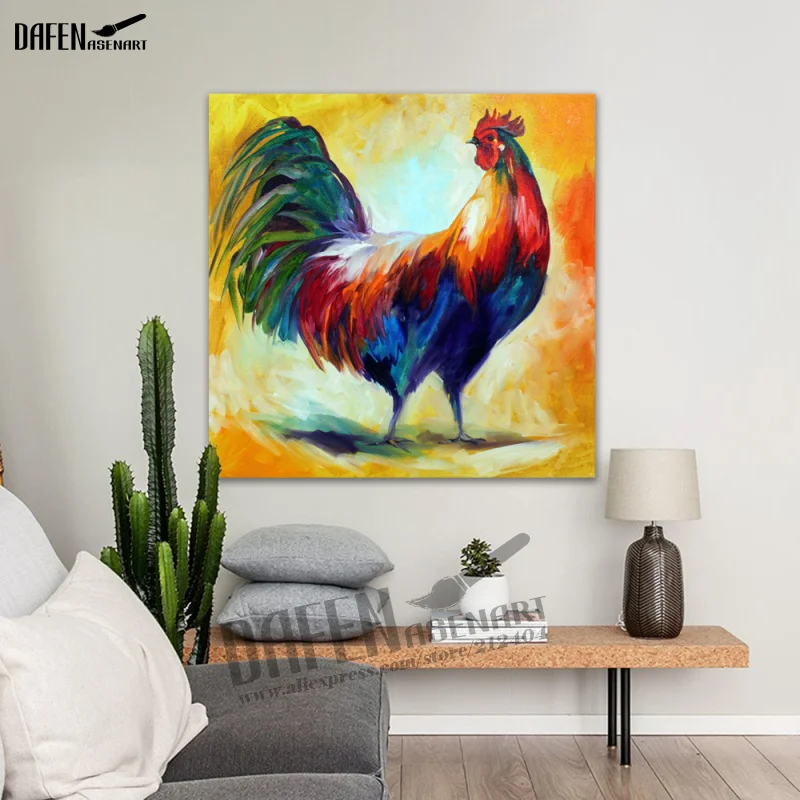 100% ручная краска петух Масляная Краска на холсте современное животное