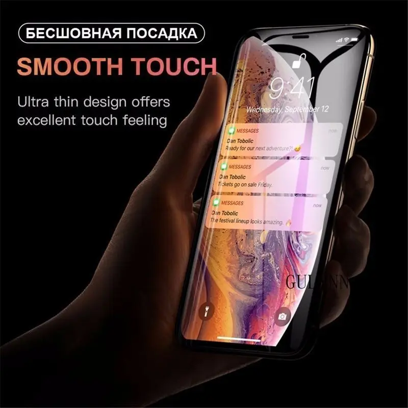 20D полностью закаленное стекло для iPhone XS XR 9H Черная защитная пленка 6 6S 6plus 2.5D 7 7plus 8
