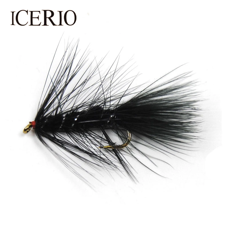 ICERIO 12 шт. #10 черный кристалл стример летать приманка для ловли форели|fishing lure|fly